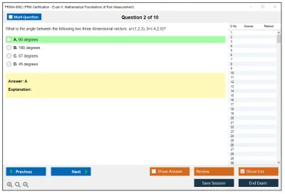 PRMIA 8002 PRM Certification - Exam II: Mathematical Foundations of Risk Measurement Practice test exam simulator test engine exam Prep practice test questions answers Image 2