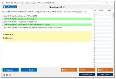 Cisco 300-135 CCNP Troubleshooting and Maintaining Cisco IP Networks (TSHOOT v2.0) Practice test exam simulator test engine exam Prep practice test questions answers Image 5