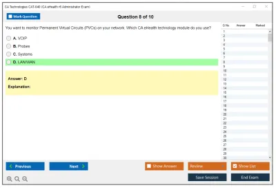 CA Technologies CAT-040 CA eHealth r6 Administrator Exam Practice test exam simulator test engine exam Prep practice test questions answers Image 8
