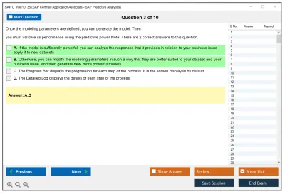 SAP C_PAII10_35 SAP Certified Application Associate - SAP Predictive Analytics Practice test exam simulator test engine exam Prep practice test questions answers Image 3