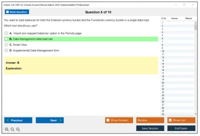 Oracle 1z0-1087-22 Oracle Account Reconciliation 2022 Implementation Professional Practice test exam simulator test engine exam Prep practice test questions answers Image 6
