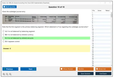 Oracle 1z0-1060-20 Oracle Accounting Hub Cloud 2020 Implementation Essentials Practice test exam simulator test engine exam Prep practice test questions answers Image 10