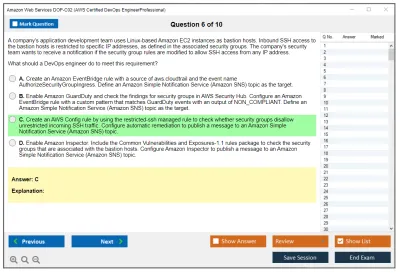 Amazon Web Services DOP-C02 AWS Certified DevOps Engineer - Professional Practice test exam simulator test engine exam Prep practice test questions answers Image 6