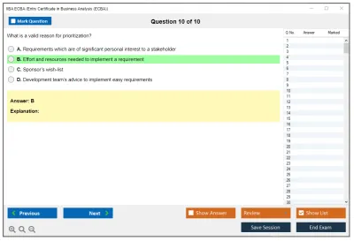 IIBA ECBA Entry Certificate in Business Analysis (ECBA) Practice test exam simulator test engine exam Prep practice test questions answers Image 10