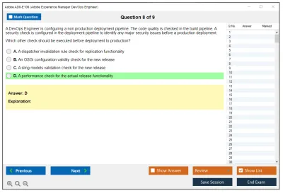 Adobe AD0-E106 Adobe Experience Manager Dev/Ops Engineer Practice test exam simulator test engine exam Prep practice test questions answers Image 8