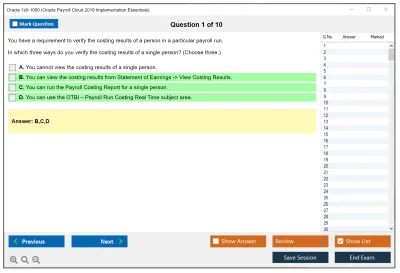 Oracle 1z0-1050 Oracle Payroll Cloud 2019 Implementation Essentials Practice test exam simulator test engine exam Prep practice test questions answers Image 1