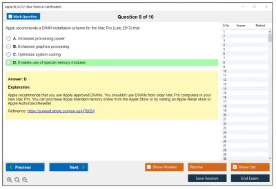 Apple 9L0-012 Mac Service Certification Practice test exam simulator test engine exam Prep practice test questions answers Image 8