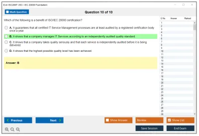 Exin ISO20KF ISO / IEC 20000 Foundation Practice test exam simulator test engine exam Prep practice test questions answers Image 10