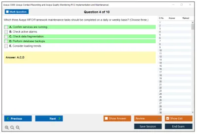 Avaya 3308 Avaya Contact Recording and Avaya Quality Monitoring R12 Implementation and Maintenance Practice test exam simulator test engine exam Prep practice test questions answers Image 4