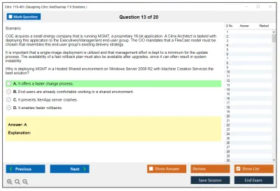 Citrix 1Y0-401 Designing Citrix XenDesktop 7.6 Solutions  Practice test exam simulator test engine exam Prep practice test questions answers Image 13