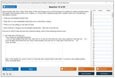 Test Prep LSAT-Test Law School Admission Test: Logical Reasoning, Reading Comprehension, Analytical Reasoning Practice test exam simulator test engine exam Prep practice test questions answers Image 13