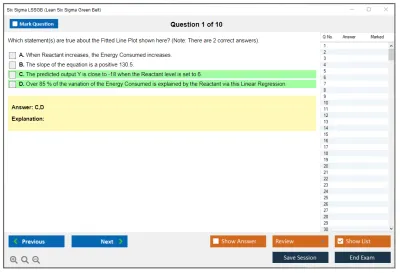Six Sigma LSSGB Lean Six Sigma Green Belt Practice test exam simulator test engine exam Prep practice test questions answers Image 1
