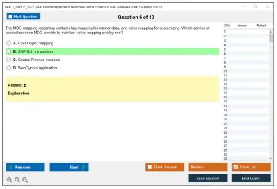 SAP C_S4FCF_2021 SAP Certified Application AssociateCentral Finance in SAP S/4HANA (SAP S/4HANA 2021) Practice test exam simulator test engine exam Prep practice test questions answers Image 6
