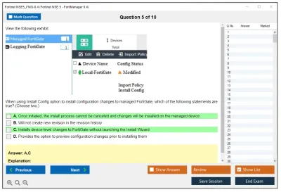 Fortinet NSE5_FMG-6.4 Fortinet NSE 5 - FortiManager 6.4 Practice test exam simulator test engine exam Prep practice test questions answers Image 5