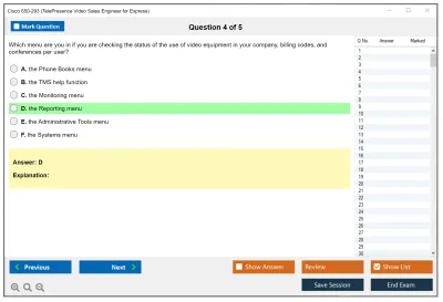 Cisco 650-293 TelePresence Video Sales Engineer for Express Practice test exam simulator test engine exam Prep practice test questions answers Image 4