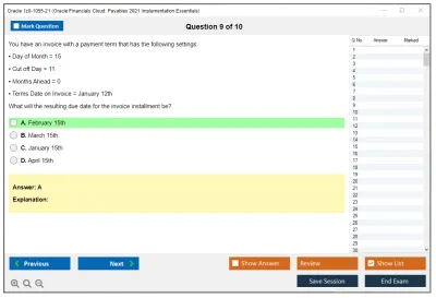 Oracle 1z0-1055-21 Oracle Financials Cloud: Payables 2021 Implementation Essentials Practice test exam simulator test engine exam Prep practice test questions answers Image 9