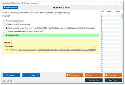 Alibaba Cloud ACA-Database ACA Database Certification Practice test exam simulator test engine exam Prep practice test questions answers Image 9