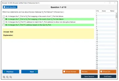 Brocade 143-085 Brocade Certified Fabric Professional Gen 5 Practice test exam simulator test engine exam Prep practice test questions answers Image 1