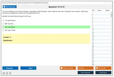 Oracle 1z0-439 Primavera Unifier Cloud Service 2016 Implementation Essentials Practice test exam simulator test engine exam Prep practice test questions answers Image 10
