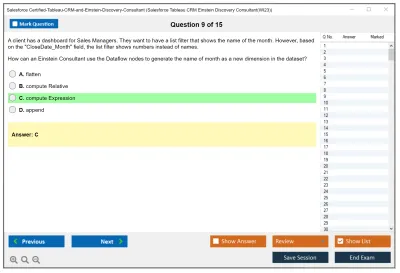 Salesforce Certified-Tableau-CRM-and-Einstein-Discovery-Consultant Salesforce Tableau CRM Einstein Discovery Consultant Practice test exam simulator test engine exam Prep practice test questions answers Image 9
