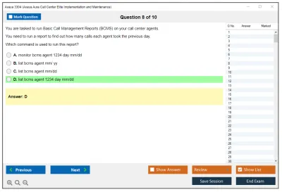 Avaya 3304 Avaya Aura Call Center Elite Implementation and Maintenance Practice test exam simulator test engine exam Prep practice test questions answers Image 8