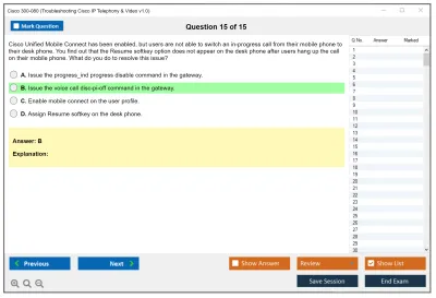 Cisco 300-080 Troubleshooting Cisco IP Telephony &amp; Video v1.0 Practice test exam simulator test engine exam Prep practice test questions answers Image 15