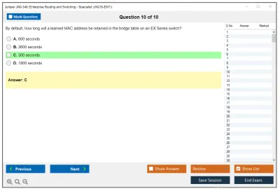 Juniper JN0-349 Enterprise Routing and Switching - Specialist (JNCIS-ENT) Practice test exam simulator test engine exam Prep practice test questions answers Image 10