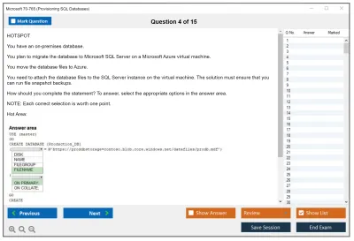Microsoft 70-765 Provisioning SQL Databases Practice test exam simulator test engine exam Prep practice test questions answers Image 4