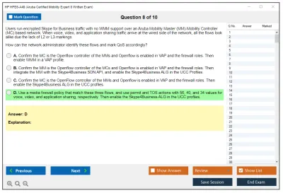 HP HPE6-A48 Aruba Certified Mobility Expert 8 Written Exam Practice test exam simulator test engine exam Prep practice test questions answers Image 8