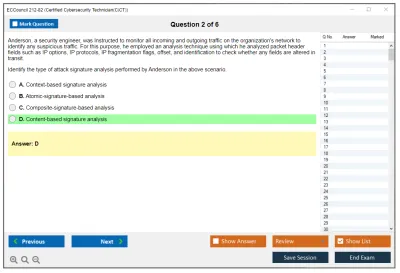 ECCouncil 212-82 Certified Cybersecurity Technician (CCT) Practice test exam simulator test engine exam Prep practice test questions answers Image 2