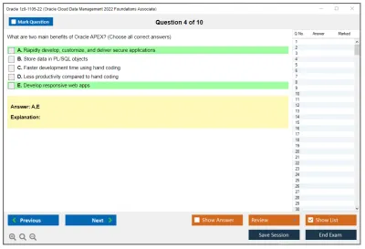 Oracle 1z0-1105-22 Oracle Cloud Data Management 2022 Foundations Associate Practice test exam simulator test engine exam Prep practice test questions answers Image 4