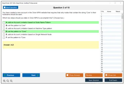SolarWinds SCP-500 SolarWinds Certified Professional Practice test exam simulator test engine exam Prep practice test questions answers Image 3