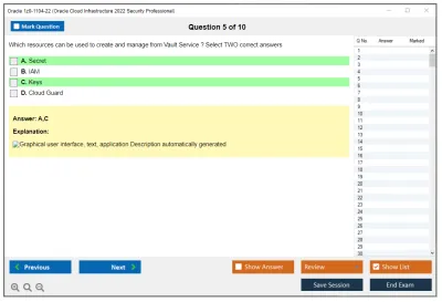 Oracle 1z0-1104-22 Oracle Cloud Infrastructure 2022 Security Professional Practice test exam simulator test engine exam Prep practice test questions answers Image 5