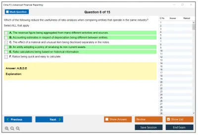 Cima F2 F2 - Advanced Financial Reporting Practice test exam simulator test engine exam Prep practice test questions answers Image 6
