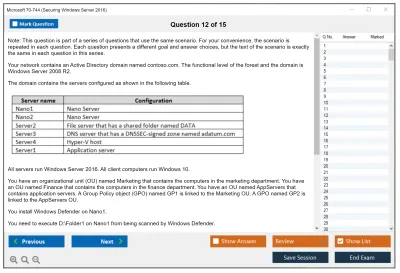 Microsoft 70-744 Securing Windows Server 2016 Practice test exam simulator test engine exam Prep practice test questions answers Image 12