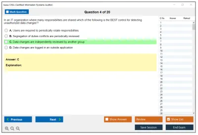 Isaca CISA Certified Information Systems Auditor Practice test exam simulator test engine exam Prep practice test questions answers Image 4