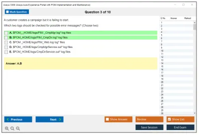 Avaya 3309 Avaya Aura Experience Portal with POM Implementation and Maintenance Practice test exam simulator test engine exam Prep practice test questions answers Image 3