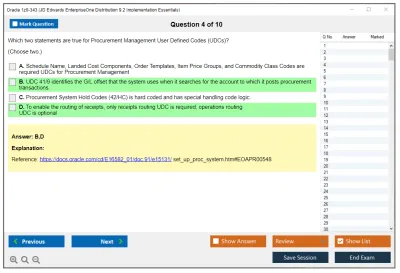 Oracle 1z0-343 JD Edwards EnterpriseOne Distribution 9.2 Implementation Essentials Practice test exam simulator test engine exam Prep practice test questions answers Image 4