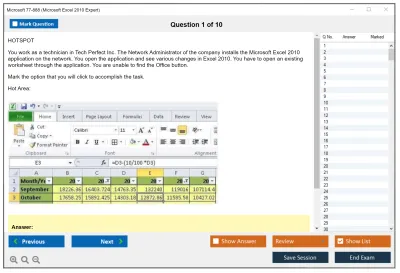 Microsoft 77-888 Microsoft Excel 2010 Expert Practice test exam simulator test engine exam Prep practice test questions answers Image 1