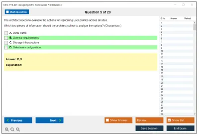 Citrix 1Y0-401 Designing Citrix XenDesktop 7.6 Solutions  Practice test exam simulator test engine exam Prep practice test questions answers Image 5