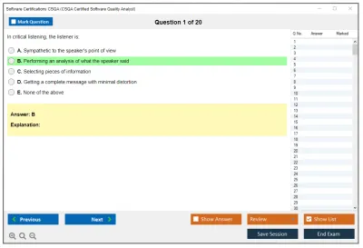 Software Certifications CSQA CSQA Certified Software Quality Analyst Practice test exam simulator test engine exam Prep practice test questions answers Image 1