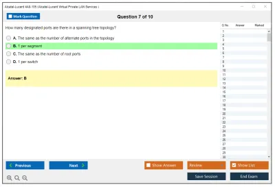 Alcatel-Lucent 4A0-105 Nokia Virtual Private LAN Services Practice test exam simulator test engine exam Prep practice test questions answers Image 7