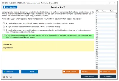 iSQI CTAL-TA_Syll2019 ISTQB Certified Tester Advanced Level - Test Analyst (Syllabus 2019) Practice test exam simulator test engine exam Prep practice test questions answers Image 4