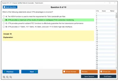 Huawei H31-311 Huawei Certified Network Associate - Transmission Practice test exam simulator test engine exam Prep practice test questions answers Image 8