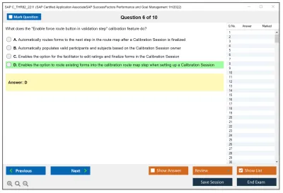 SAP C_THR82_2211 SAP Certified Application AssociateSAP SuccessFactors Performance and Goal Management 1H/2022 Practice test exam simulator test engine exam Prep practice test questions answers Image 6