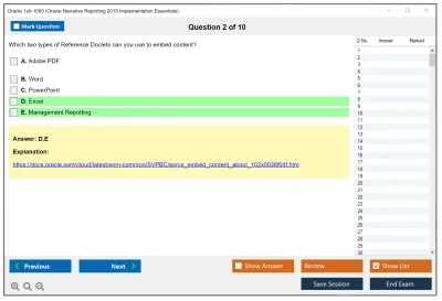 Oracle 1z0-1083 Oracle Narrative Reporting 2019 Implementation Essentials Practice test exam simulator test engine exam Prep practice test questions answers Image 2