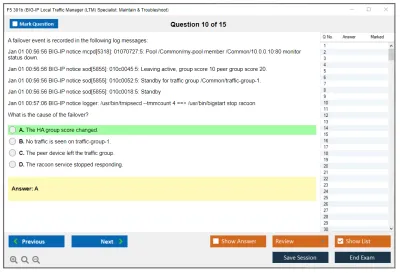 F5 301b LTM Specialist: Maintain & Troubleshoot Practice test exam simulator test engine exam Prep practice test questions answers Image 10
