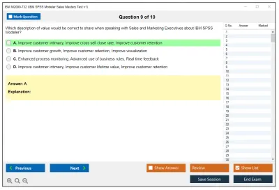 IBM M2090-732 IBM SPSS Modeler Sales Mastery Test v1 Practice test exam simulator test engine exam Prep practice test questions answers Image 9