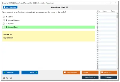 Oracle 1z0-1087-22 Oracle Account Reconciliation 2022 Implementation Professional Practice test exam simulator test engine exam Prep practice test questions answers Image 10