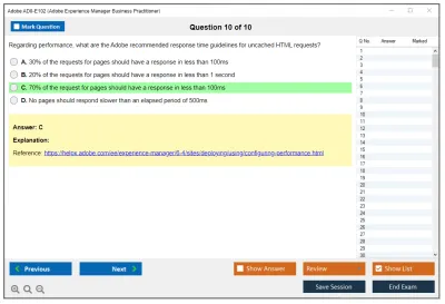 Adobe AD0-E102 Adobe Experience Manager Business Practitioner Practice test exam simulator test engine exam Prep practice test questions answers Image 10